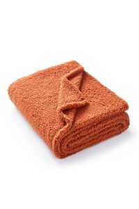 RUST Faux Shearling Throw Blanket, image 2