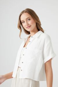 WHITE Textured Boxy Short-Sleeve Shirt, image 2