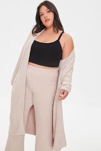 TAUPE Plus Size Boucle Knit Duster Cardigan, image 1