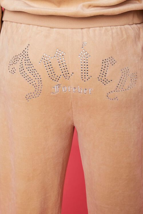 TAUPE/SILVER Plus Size Rhinestone Juicy Couture Velour Joggers, image 2