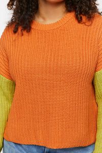 APRICOT/MULTI Plus Size Colorblock Sweater, image 5