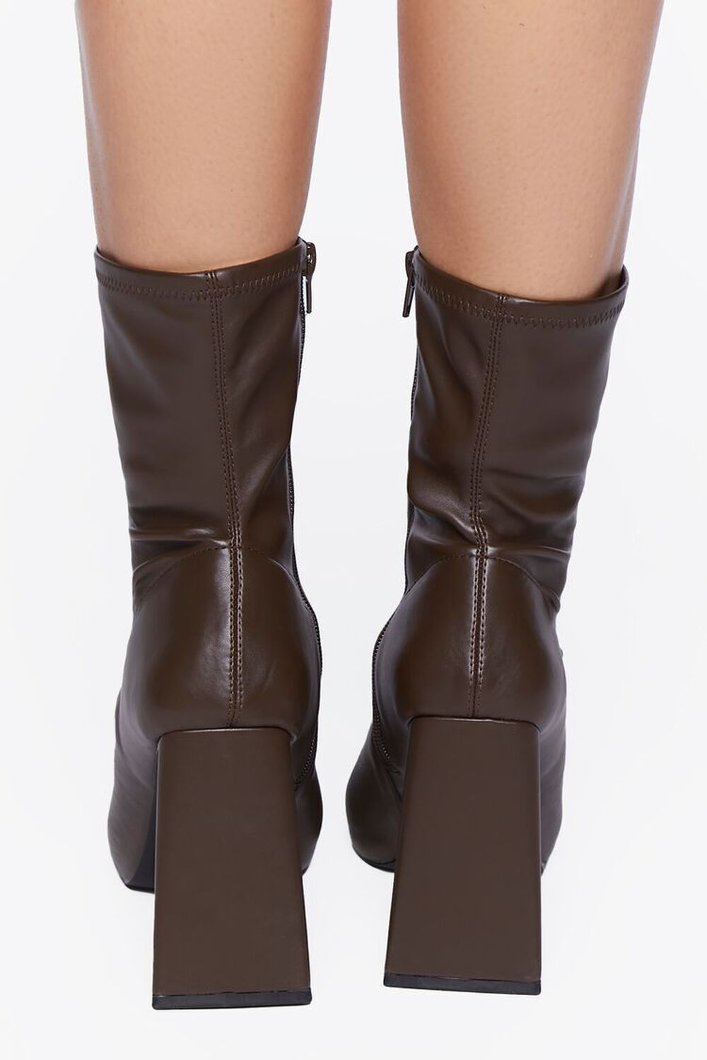 BROWN Faux Leather Pointed Booties, image 3