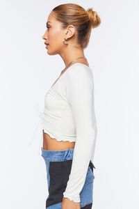 CREAM Lace-Up Sweater-Knit Crop Top, image 2