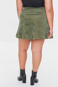 HUNTER GREEN Plus Size Velveteen A-Line Mini Skirt, image 4