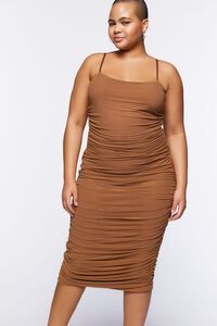 TAUPE Plus Size Ruched Bodycon Midi Dress, image 4