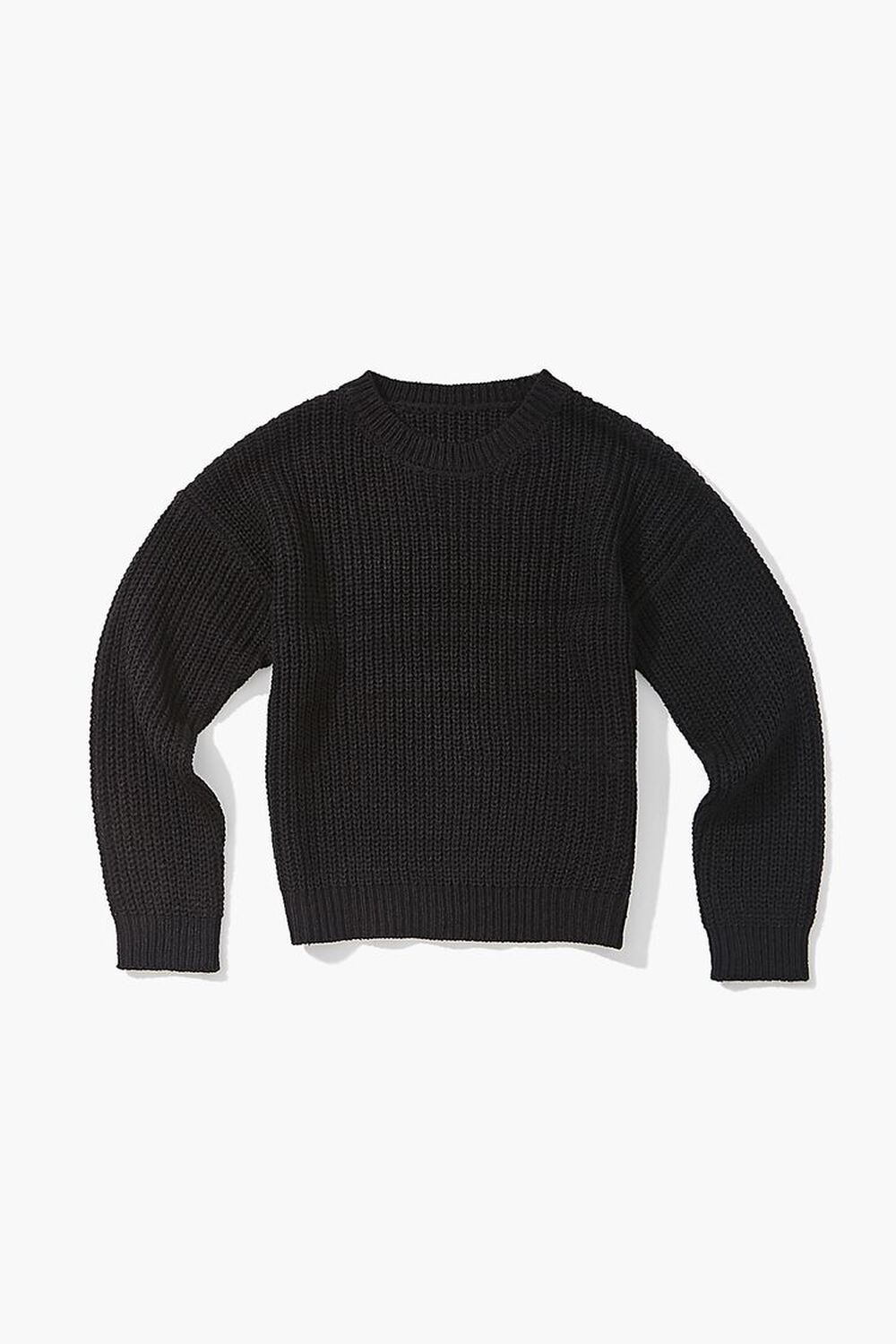 BLACK Girls Ribbed Drop-Sleeve Sweater (Kids), image 1