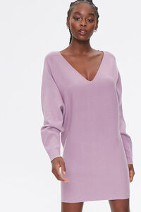 LAVENDER Batwing-Sleeve Sweater Dress, image 1