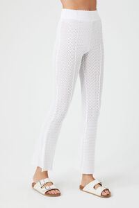 WHITE Crochet Flare Pants, image 3