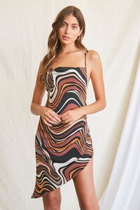 BROWN/MULTI Abstract Print Lace-Back Dress, image 6