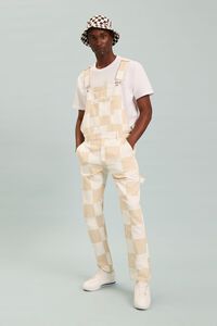 TAUPE/WHITE Checkered Canvas Overalls, image 1