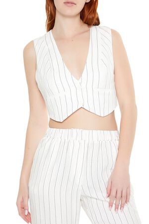 Pinstriped Cropped Vest