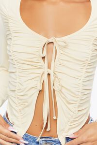 NATURAL Ruched Tie-Front Top, image 5