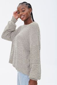 LIGHT OLIVE Popcorn Knit Drop-Sleeve Sweater, image 2