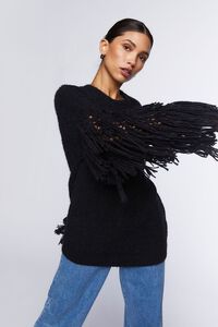 BLACK Chunky Fringe-Trim Sweater, image 1