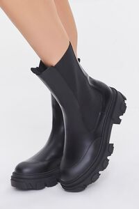 BLACK Faux Leather Chelsea Booties, image 1