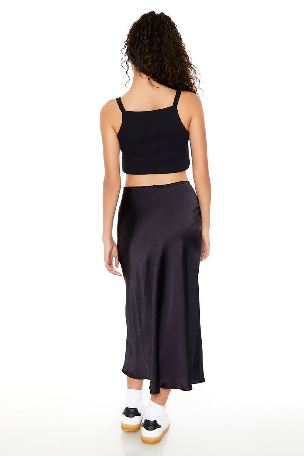 JET BLACK Satin Slip Midi Skirt, image 3