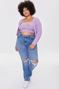 LAVENDER/MULTI Plus Size Floral Cardigan Sweater, image 4