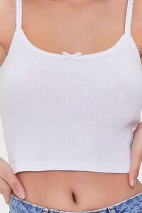 WHITE Pointelle Knit Cropped Cami, image 5