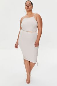 ASH BROWN Plus Size Ruched Cami & Midi Skirt Set, image 1