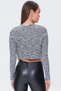 BLACK/WHITE Marled Cardigan Sweater, image 3
