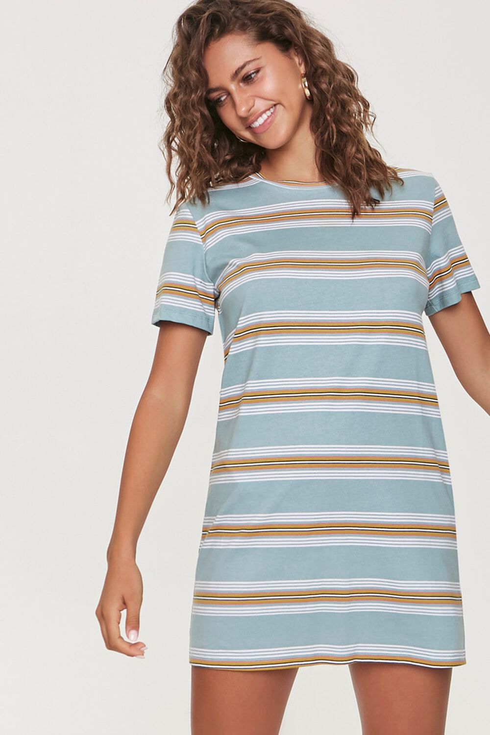 Striped Crew T-Shirt Dress, image 1