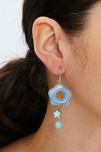 GOLD/BLUE Cutout Floral Drop Earrings, image 2
