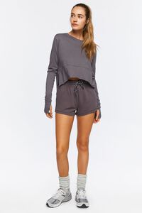 CHARCOAL Active Long-Sleeve Raw-Cut Top, image 4