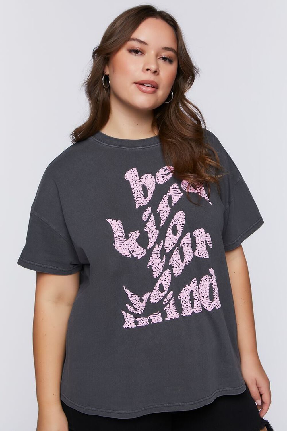 CHARCOAL/MULTI Plus Size Be Kind Graphic Tee, image 1