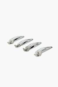 SILVER Dangling Butterfly Snap Hair Clip Set, image 1