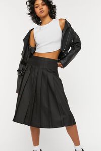 BLACK Pleated A-Line Midi Skirt, image 1