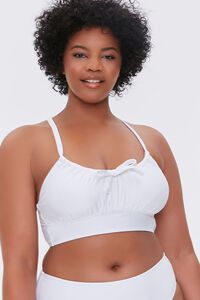 WHITE Plus Size Ruched Bikini Top, image 1