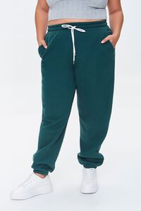 GREEN Plus Size French Terry Joggers, image 2