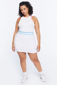 WHITE/BLUE Plus Size Palm Beach Graphic Skirt, image 5