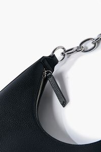 BLACK Pebbled Faux Leather Baguette Bag, image 3