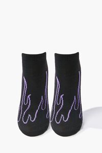 BLACK/PURPLE Flame Graphic Ankle Socks, image 2