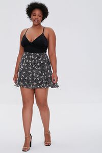 BLACK/MULTI Plus Size Butterfly Print Skirt, image 5