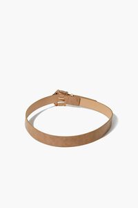 BEIGE/GOLD Faux Leather Twisted Buckle Belt, image 3