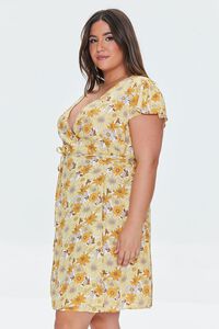 YELLOW/MULTI Plus Size Floral Print Wrap Mini Dress, image 2