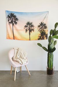 YELLOW/MULTI Palm Tree Sunset Wall Tapestry, image 1