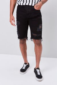 BLACK Distressed Denim Shorts, image 2