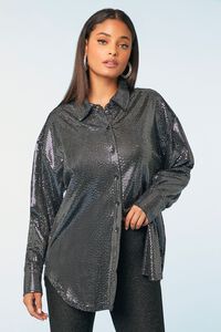 BLACK/SILVER Sequin Oversized Shirt, image 1