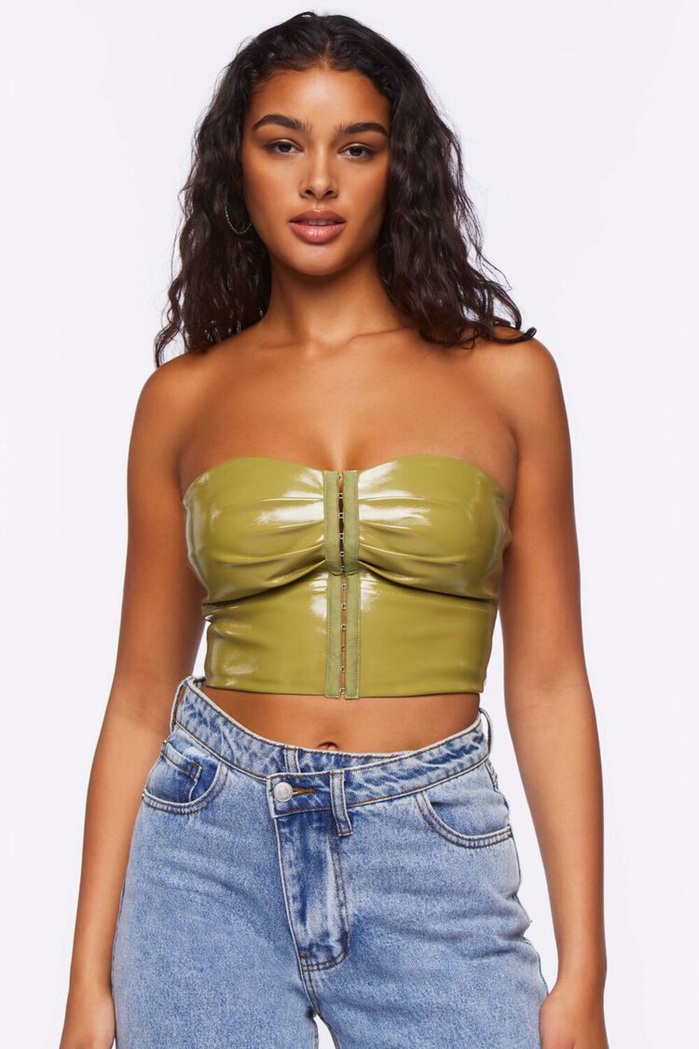 AVOCADO Faux Patent Leather Corset Top, image 1