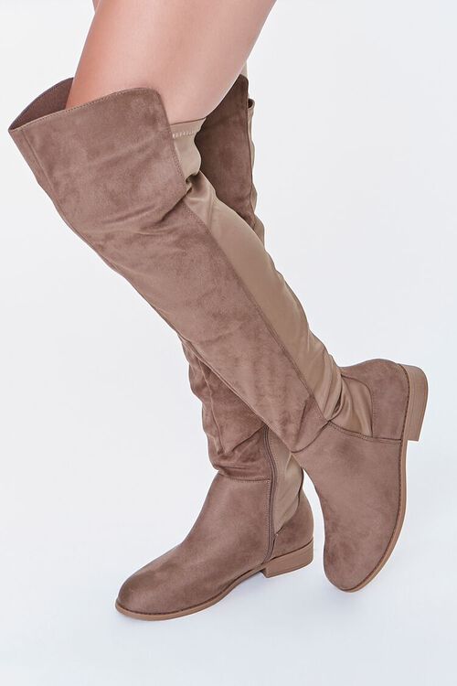 TAUPE Knee-High Faux Suede Boots, image 1