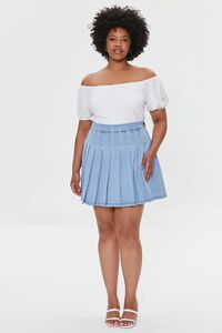 LIGHT DENIM Plus Size Denim Pleated Mini Skirt, image 5