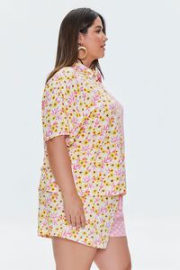 YELLOW/PINK Plus Size Reworked Floral Shirt, image 2
