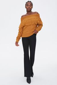 CAMEL Tassel Off-the-Shoulder Sweater, image 4