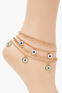 GOLD Evil Eye Layered Chain Anklet, image 2