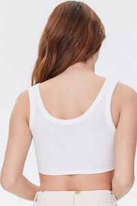 WHITE Ribbed Knit Crop Top, image 4
