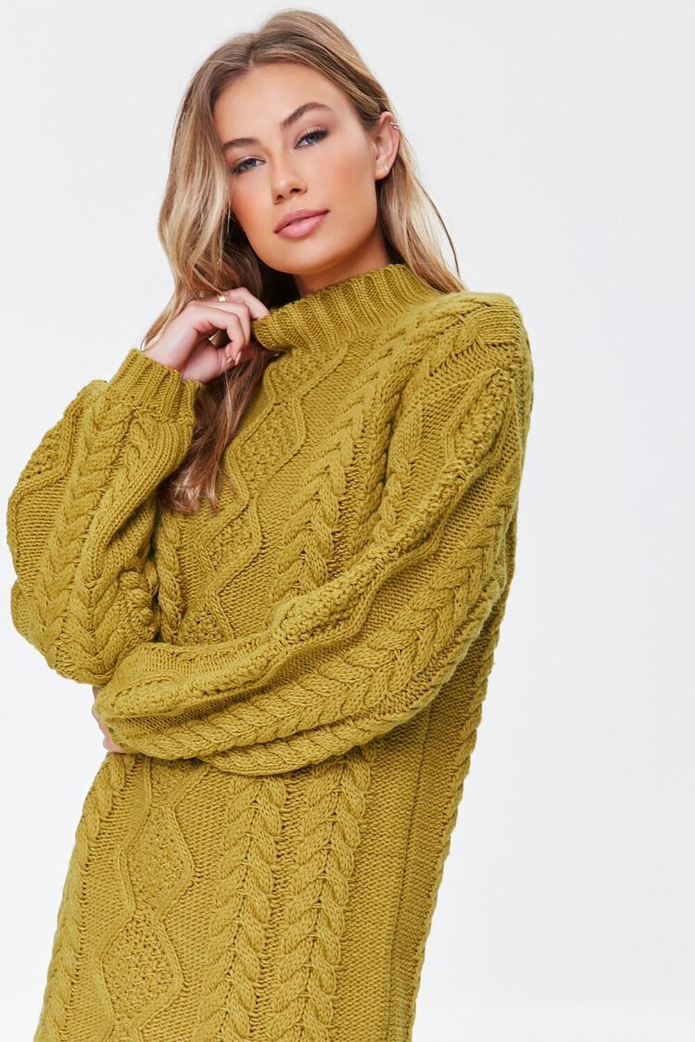 GOLD Cable Knit Sweater Mini Dress, image 1
