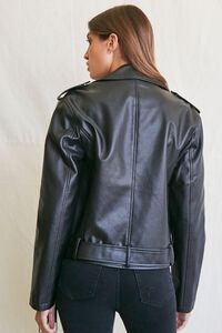 BLACK Faux Leather Moto Jacket, image 3